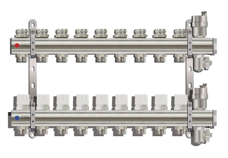 TIM Коллекторн. группа без расход. и без кранов латунь 1", 9 x 3/4"EK  #1