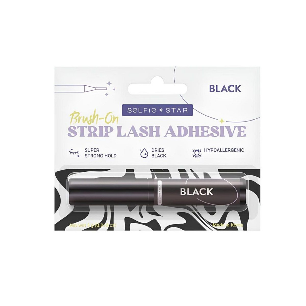Клей для накладных ресниц с кисточкой Черный Selfie Star Strip Lash Adhesive Black  #1