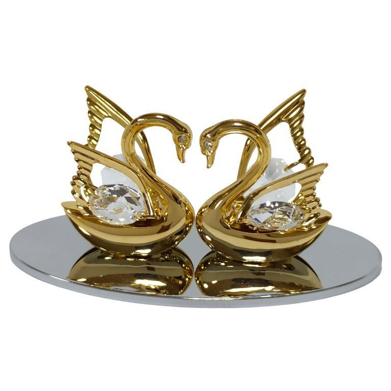 Сувенир с кристаллами Swarovski "Пара лебедей" золото #1