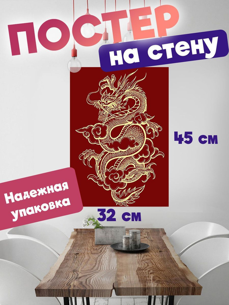 Постер 32х45 Драконы #1