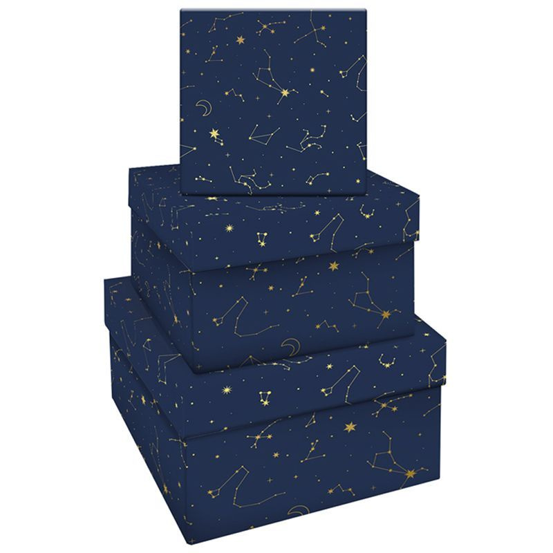 Набор квадратных коробок 3в1, MESHU "Golden constellations", (19,5*19,5*11-15,5*15,5*9см)  #1