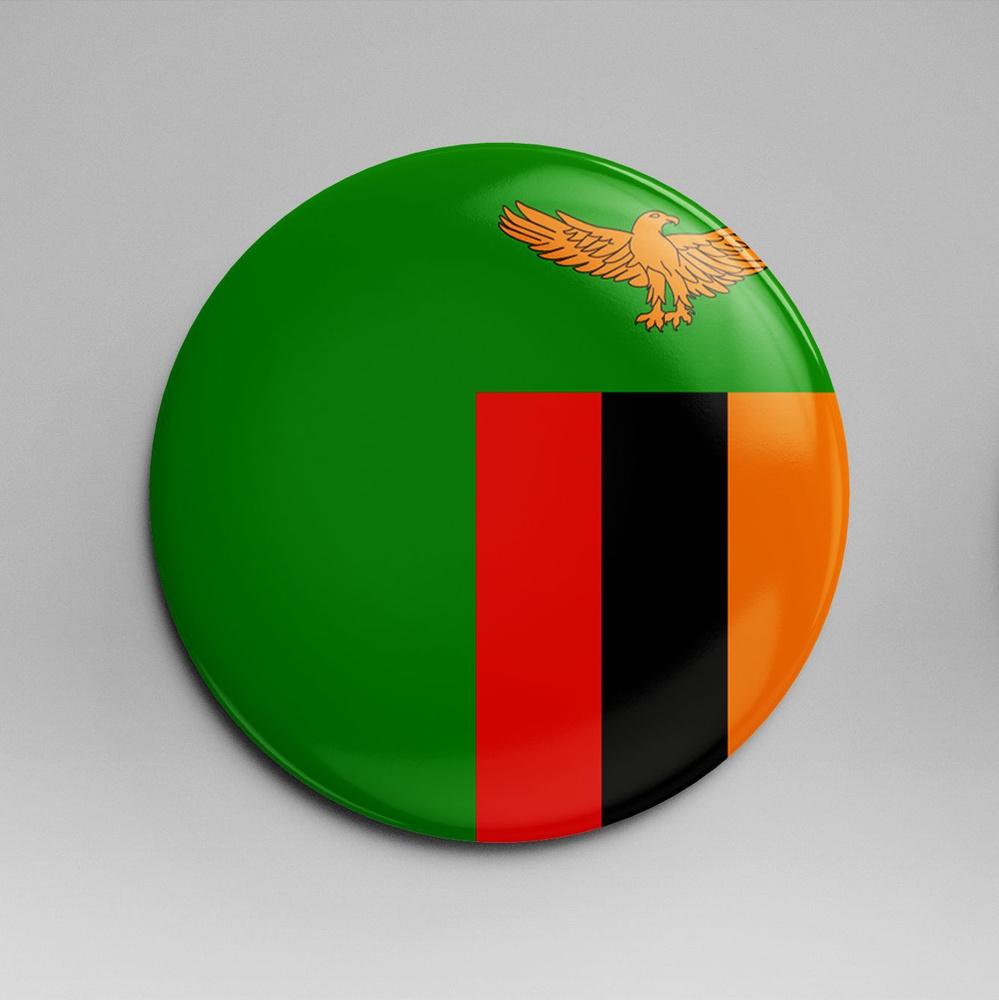 Зеркало карманное 58 мм флаг Замбия #1