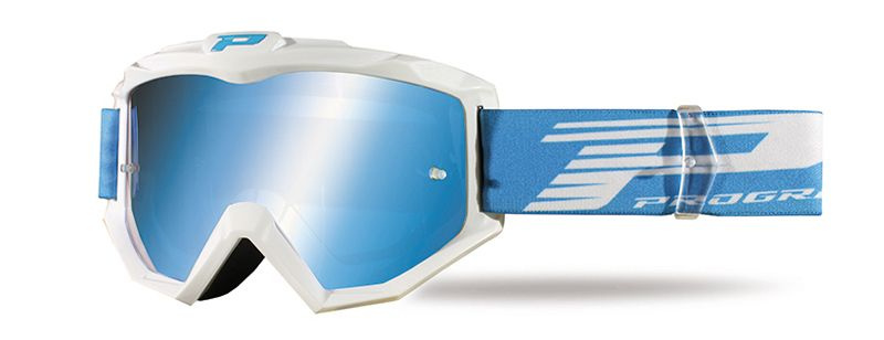 Мотоочки PROGRIP Atzaki 3201 FL White Multilayer mirror Blue Lens #1