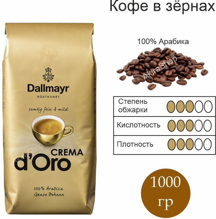Кофе в зернах Dallmayr Crema d'Oro, Арабика 100% 1кг Германия #1