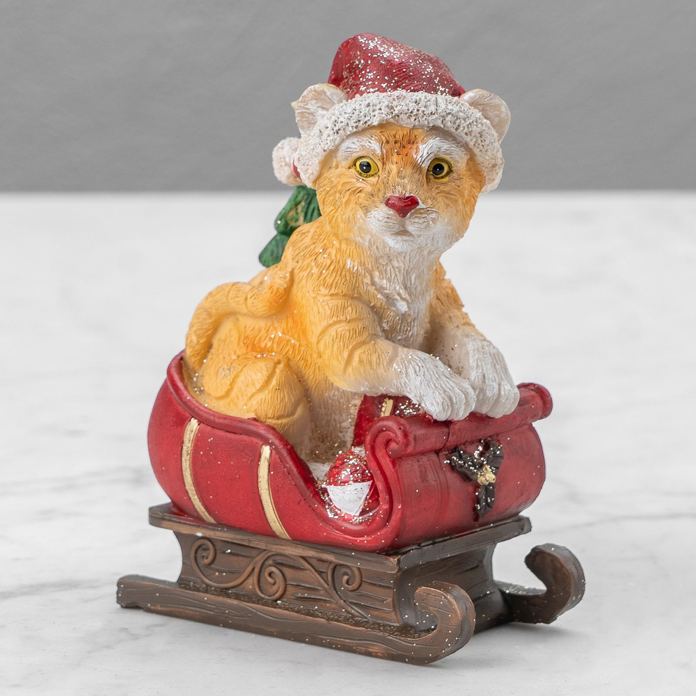 Новогодняя фигурка Xmas Tiger In Sleigh Red/Orange/Green #1