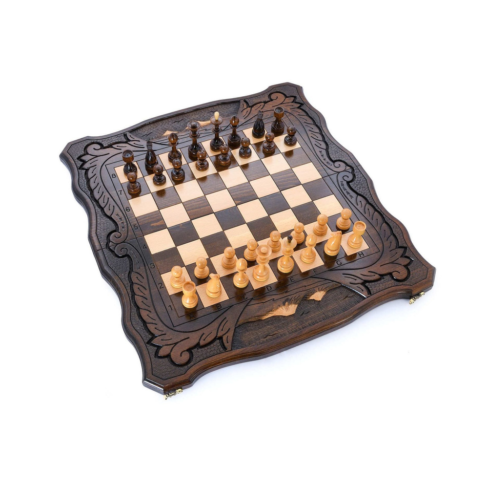 Шахматы + нарды резные "Вольные Горы" 60, Harutyunyan #1