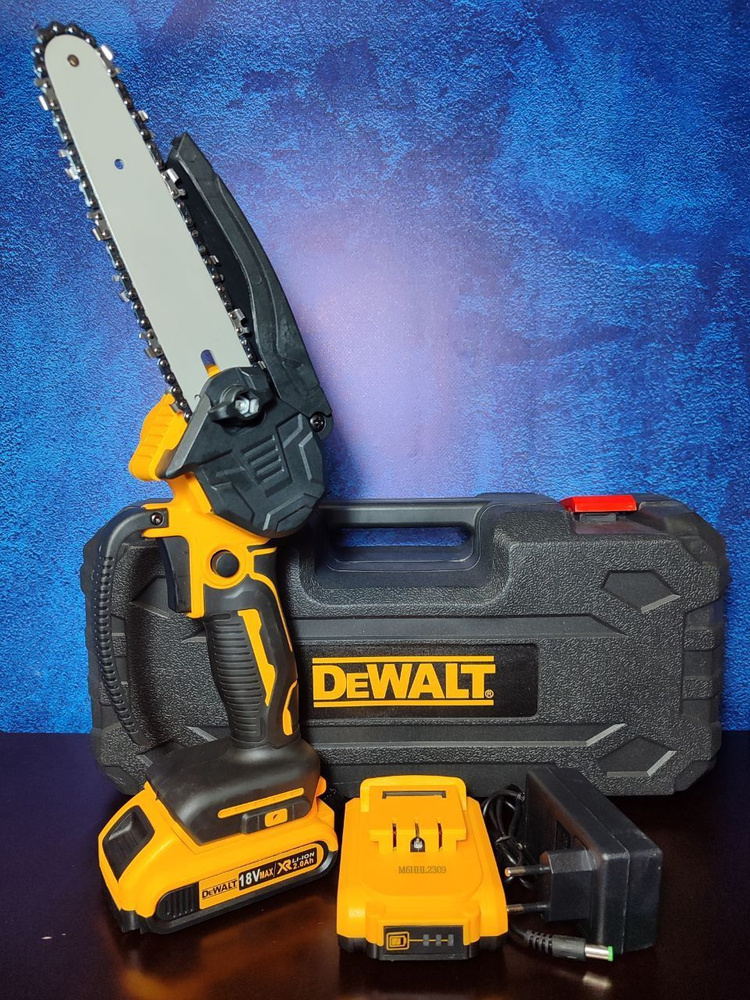 Мини пила цепная аккумуляторная Dewalt сучкорез 18V, 2 АКБ Деволт  #1