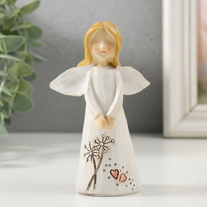 Сувенир полистоун "Ангел-девочка в платье с цветами" 4,5х7,5х11,5 см  #1