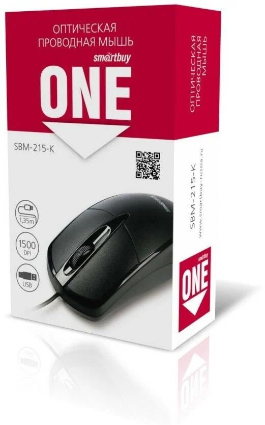 SmartBuy Мышь проводная проводная ONE 215 (SBM-215-K), чёрная, черный  #1