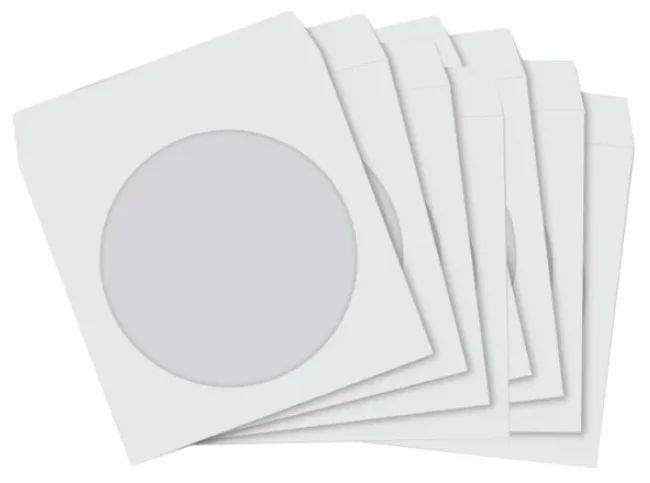 Конверт бумажный с окном качественный 100 шт. для CD-DVD-BD на 1 компакт-диск белый, в упаковке 100шт., #1
