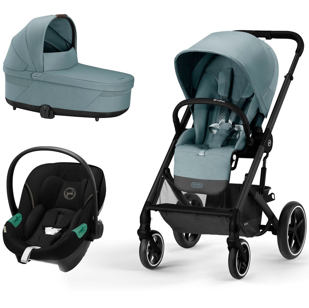 Коляска 3 в 1 Cybex Balios S LUX BLK Sky Blue с дождевиком, голубой #1