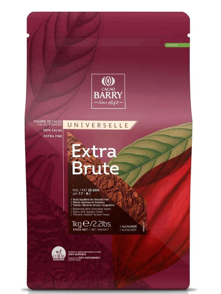 Какао порошок темно-красный 100% Extra Brute 1кг Cacao Barry DCP-22SP-RT-760 Франция  #1