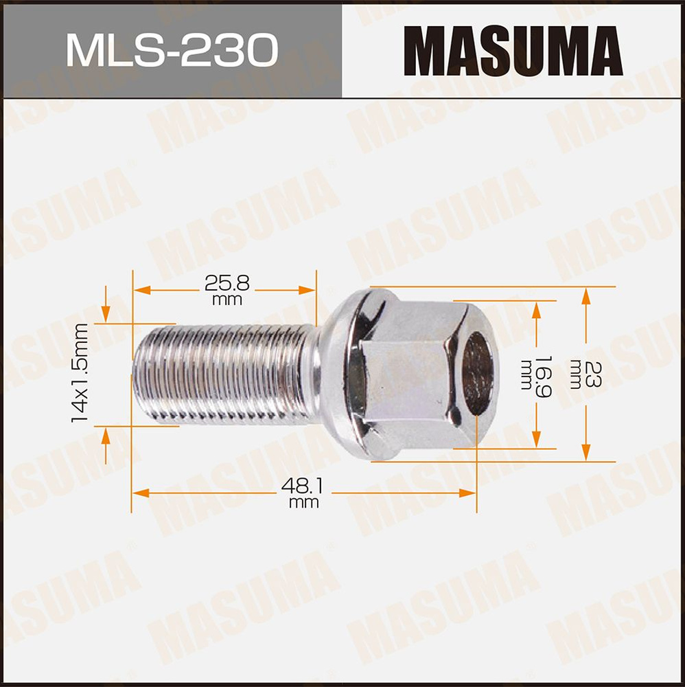 Masuma Болт колесный М14 х 1,5, 25 мм, 1 шт. #1