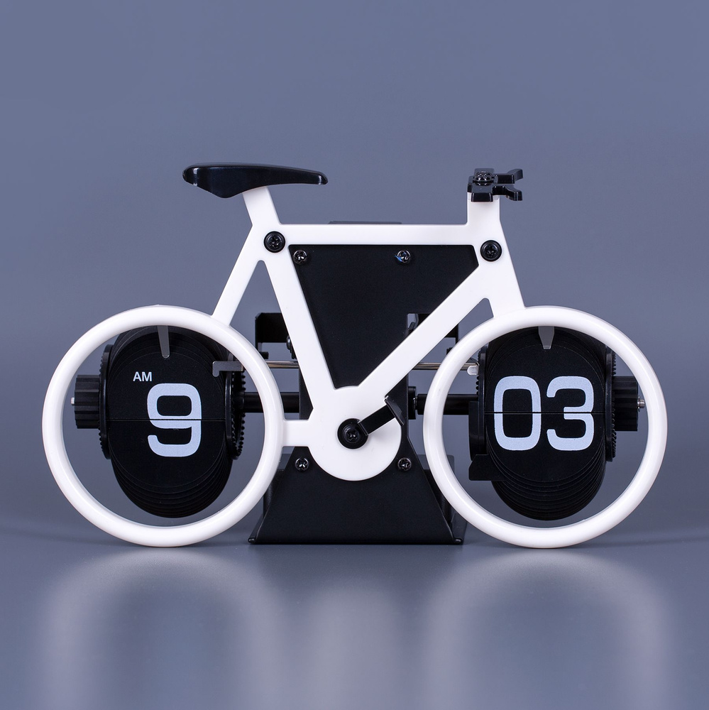 Перекидные часы-велосипед Flip Clock Bike, белые (20*9*12 см) #1