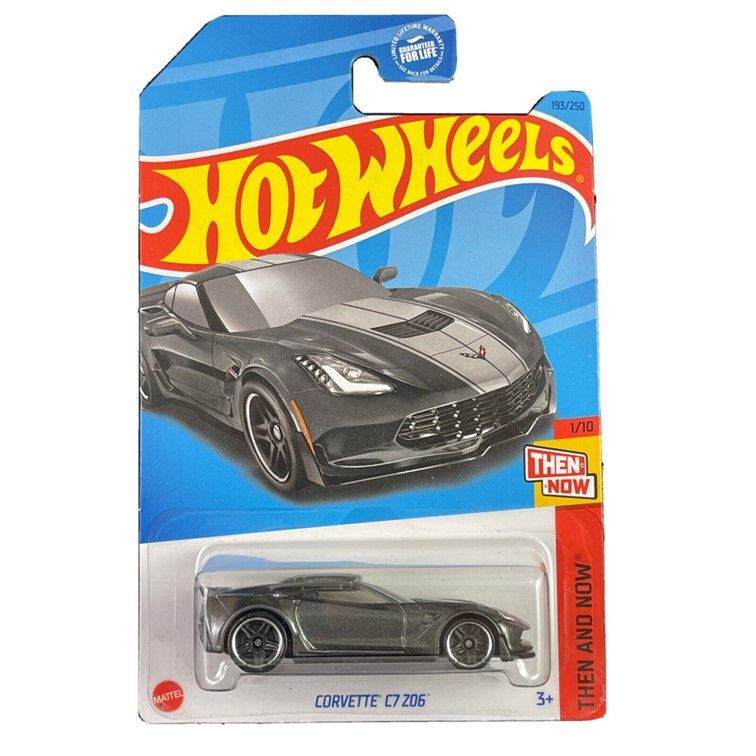 HKJ40 Машинка металлическая игрушка Hot Wheels коллекционная модель Corvette C7 Z06 темно серый  #1