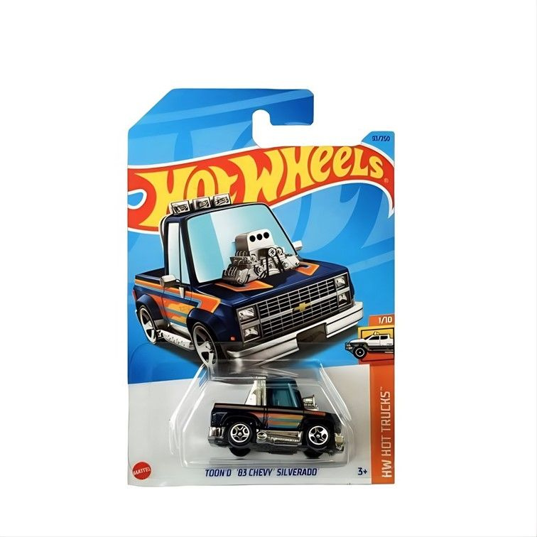 HKK57 Машинка металлическая игрушка Hot Wheels коллекционная модель Toond 83 Chevy Silverado темно синий #1