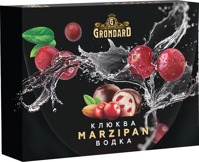 Марципан в шоколаде Grondard с кусочками клюквы и водкой, Оригинальная подарочная коробка, 98 г  #1