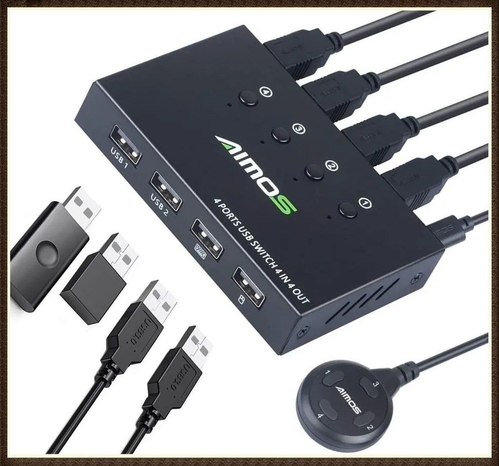 Сплиттер Коммутатор AIMOS USB Переключатель 4 порта USB switch ...