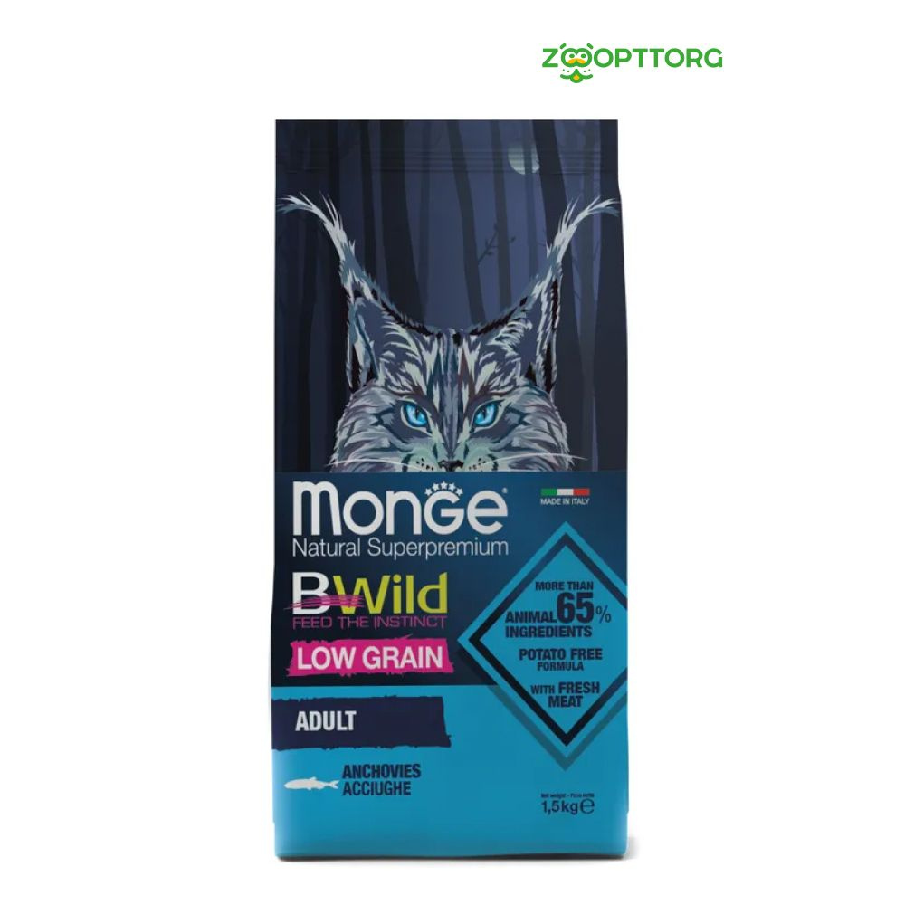 Monge Bwild Cat Anchovies корм для взрослых кошек с анчоусом #1