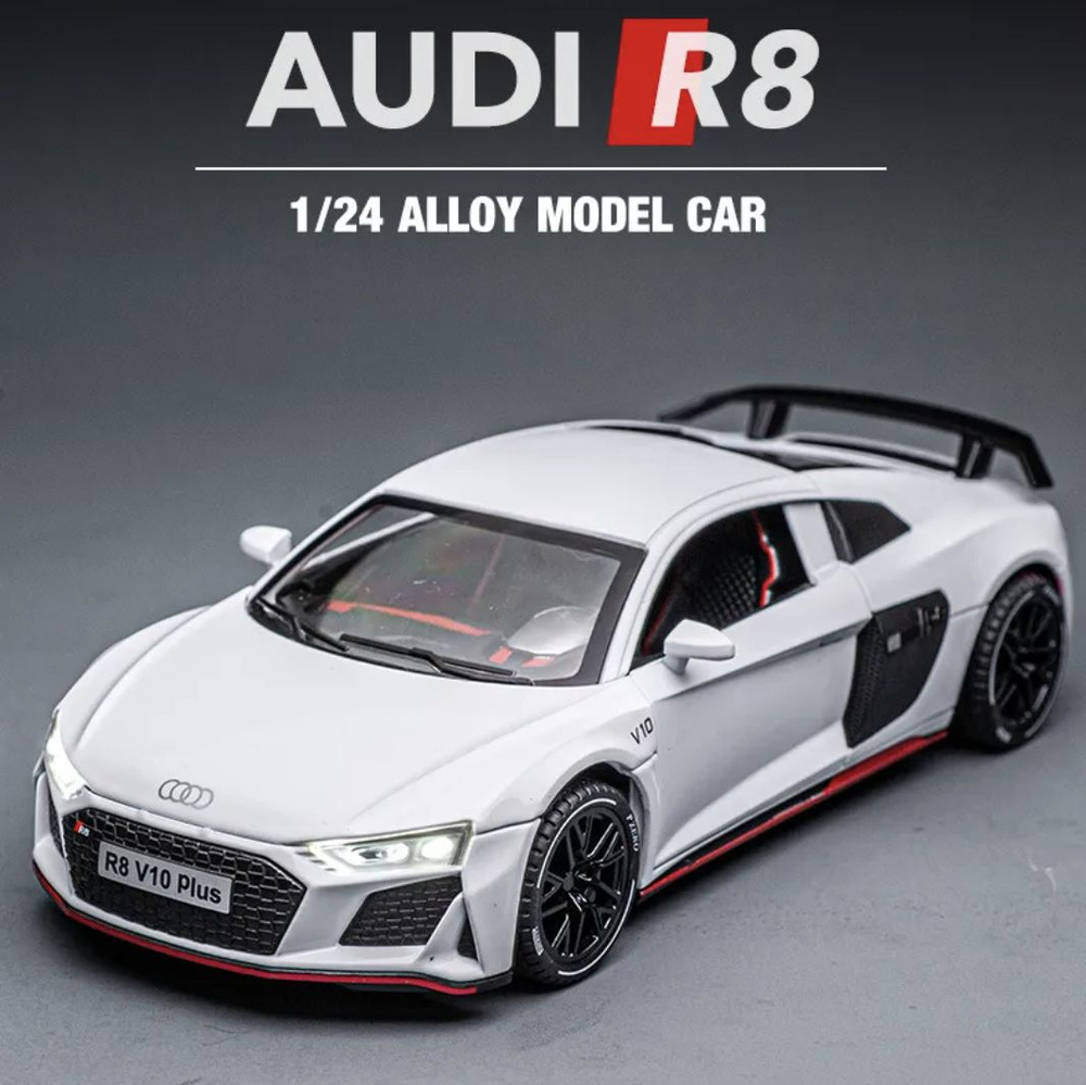 Коллекционная машинка игрушка металлическая Audi R8 багажником масштабная модель Ауди 1:24  #1