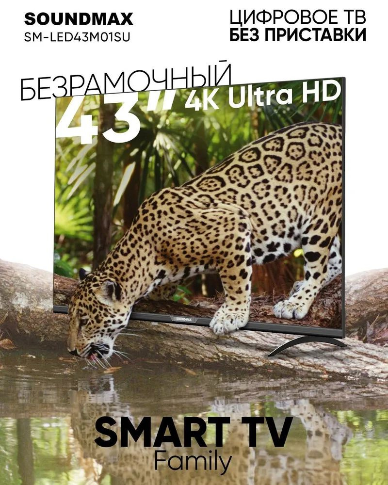 Soundmax Телевизор SM-LED43M01SU с ПО Family 43" 4K UHD, черный #1