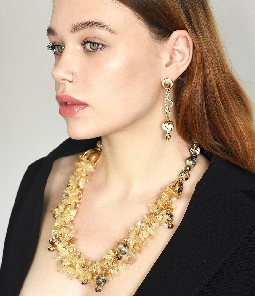 Колье авторское женское украшение аксессуар ожерелье "Роскошь"  #1