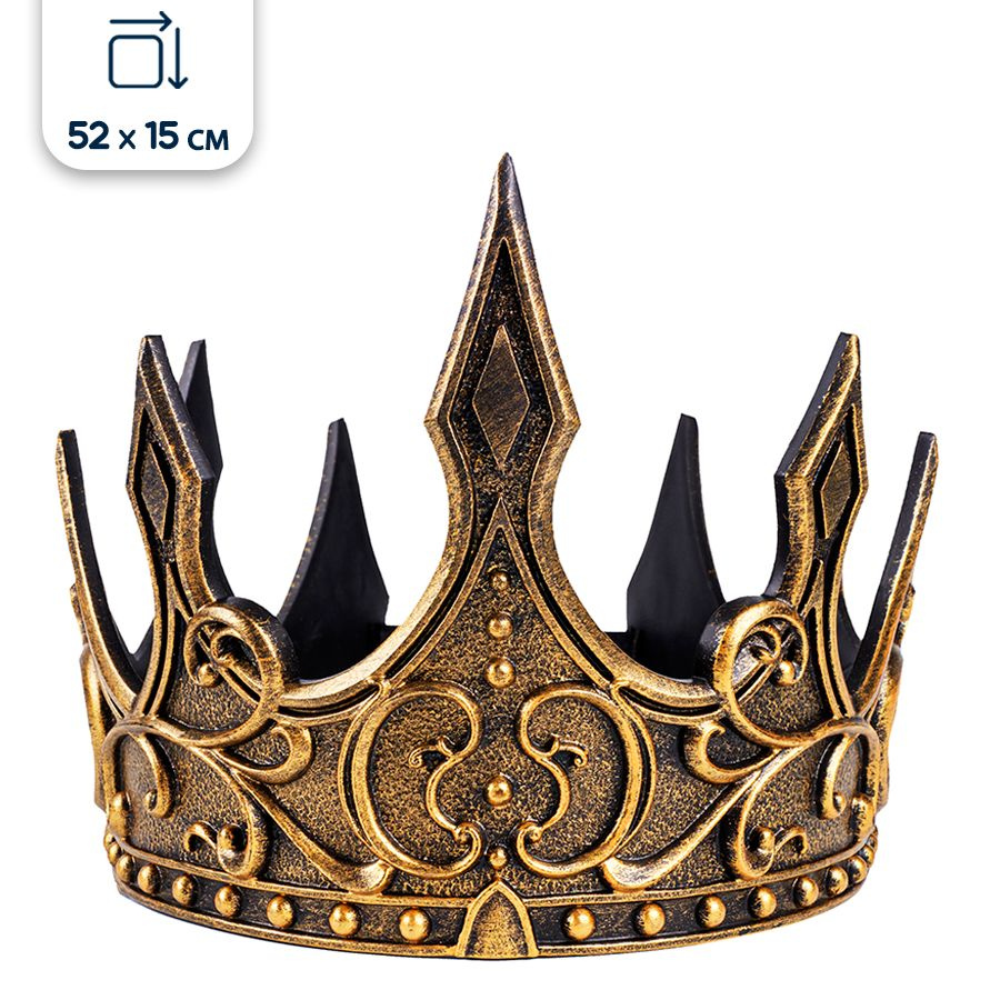 Корона средневековая, пластиковая, золотая, 52х15 см #1