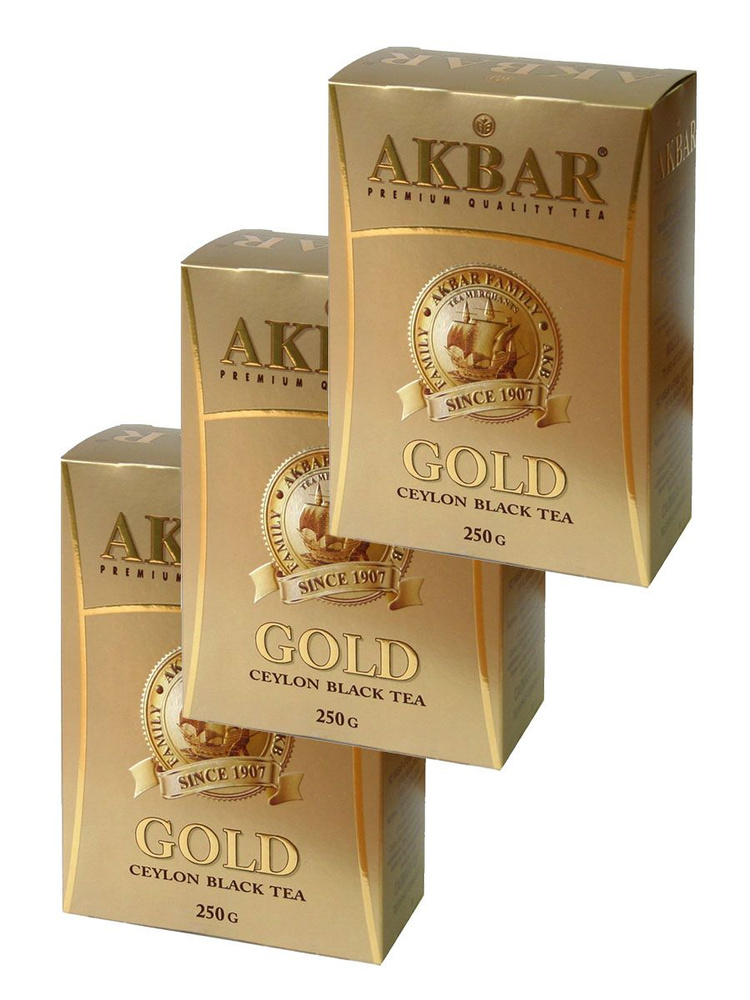 Чай черный AKBAR GOLD цейлонский крупнолистовой, 3*250 г #1