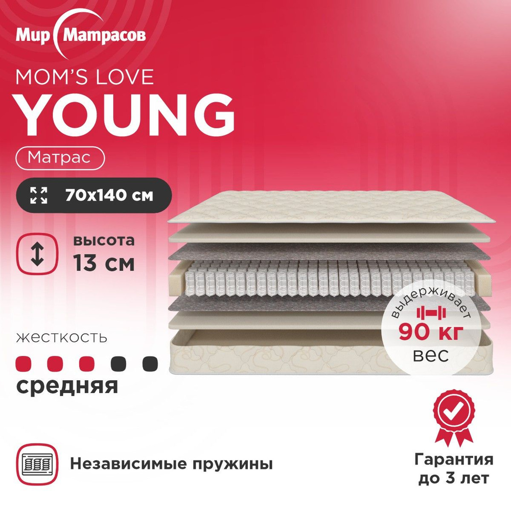 Матрас детский Moms Love Young, Независимые пружины 70x140 см #1