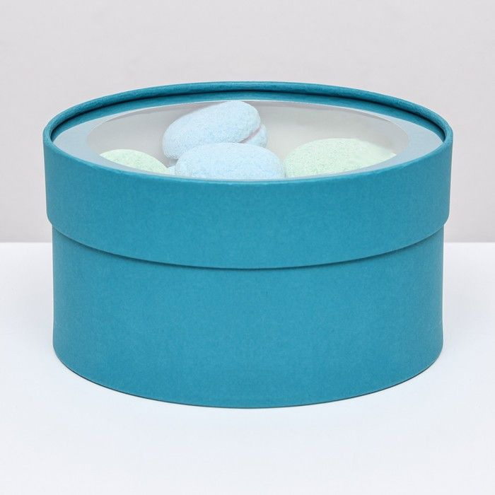 Подарочная коробка "Wewak" сине-травяной, завальцованная с окном, 18 х 10 см  #1
