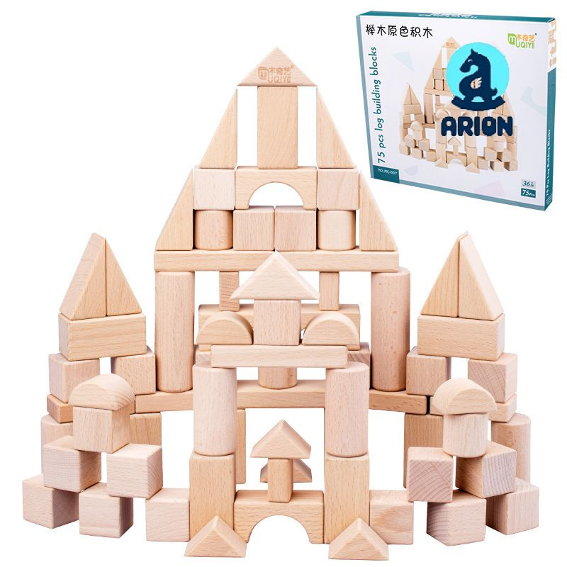 Деревянные строительные блоки, детские развивающие сборочные игрушки ...