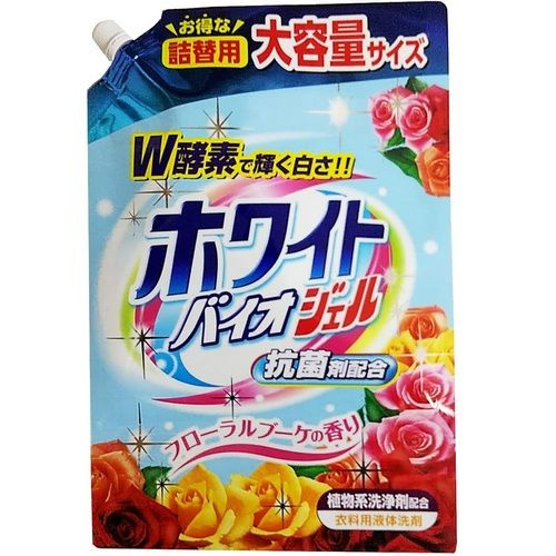 Nihon Жидкое средство "White Bio Gel" для стирки (с ферментами, аромат цветочного букета) 1220 г, мягкая #1
