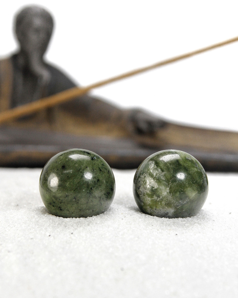 Массажные шары Баодинг Нефрит Бовена - диаметр 25-26 мм, натуральный камень, 2 шт - для стоунтерапии, #1