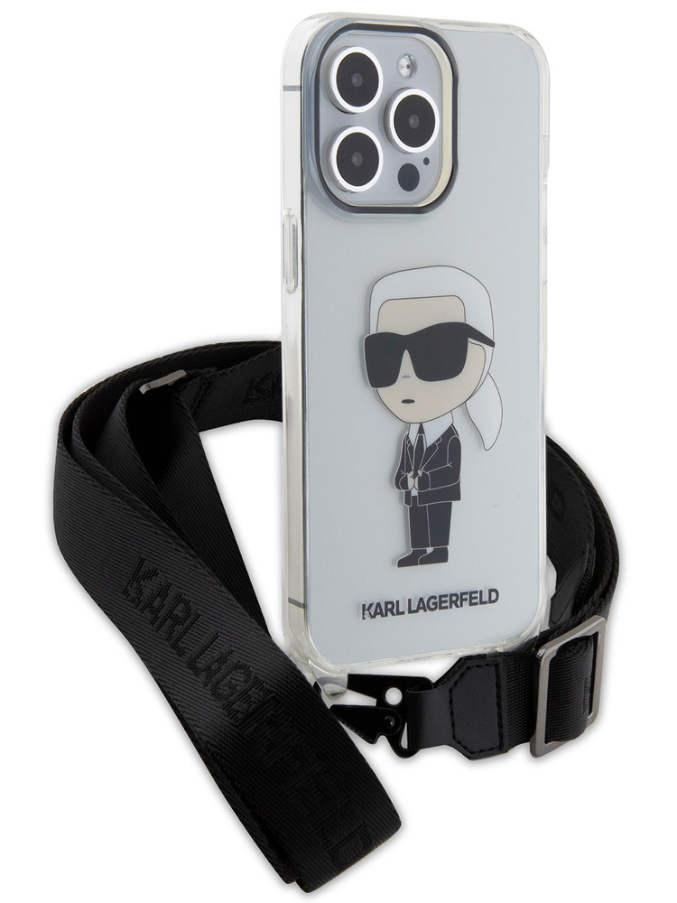 Чехол Karl Lagerfeld Crossbody PC/TPU на Apple iPhone 14 Pro Max / для Айфон 14 Про Макс с ремешком на #1