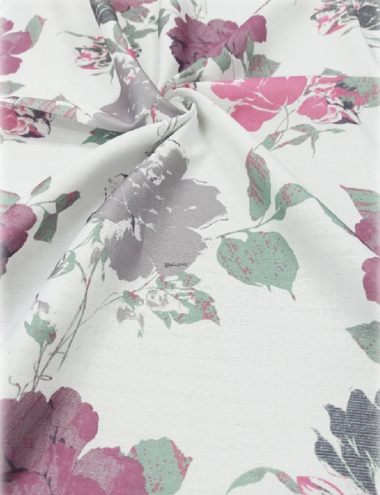 Ткань портьерная для штор, скатертей, "под лен'', 100 % полиэстер /Viva текстиль/ с печатным рисунком, #1