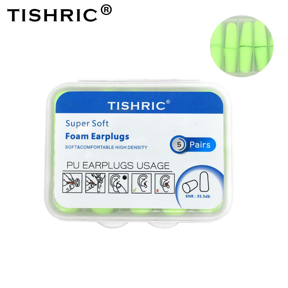 TISHRIC 10 шт. 5 пар, шумопоглощающие затычки для сна, мягкие губчатые ...