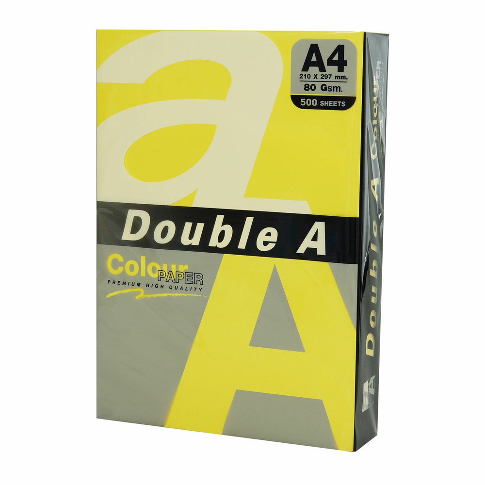 Бумага цветная DOUBLE A, А4, 80 г/м2, 500 л., интенсив, желтая #1