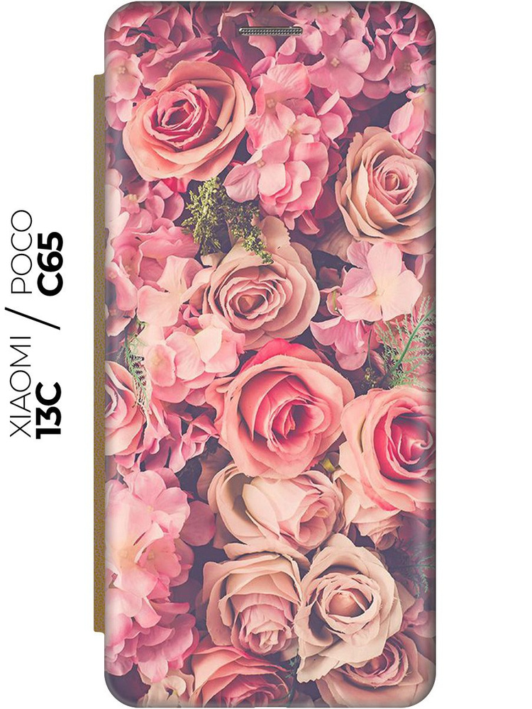 Чехол-книжка Розовый куст для Xiaomi Redmi 13C / Poco C65 / Сяоми Редми 13С / Поко С65  #1