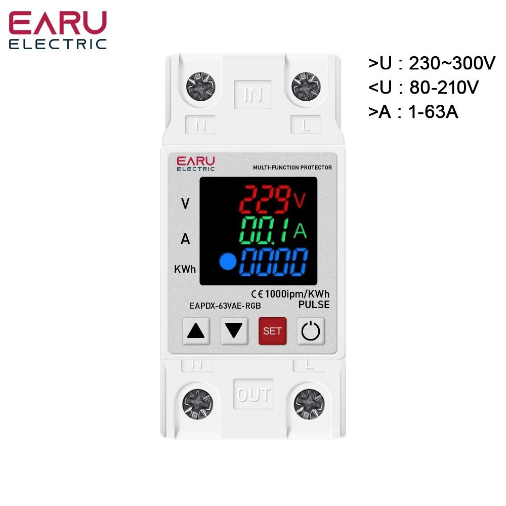 Реле контроля напряжения EARU EAPDX-63VAE-RGB Защита от перегрузки по ...