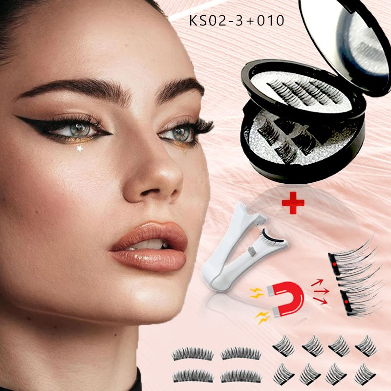 Magnetic Lashes Магнитные накладные ресницы 3D KS02-3+010 без клея и подводки многоразовые накладные #1