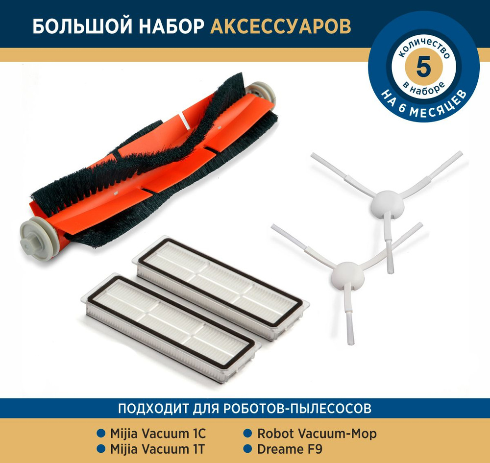 Комплект аксессуаров для роботов-пылесосов Xiaomi Mijia 1C, 1T, Dreame F9, Mi Robot Vacuum-Mop (2 HEPA-фильтра, #1