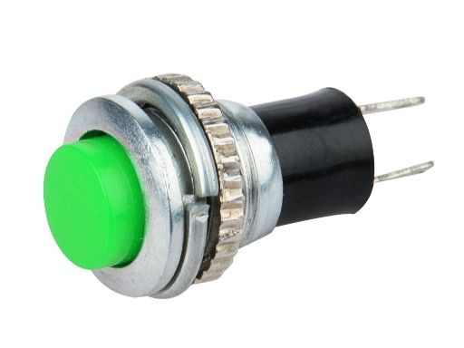 Кнопка круглая зелёная металл OFF-(ON)/ DS-316 #1