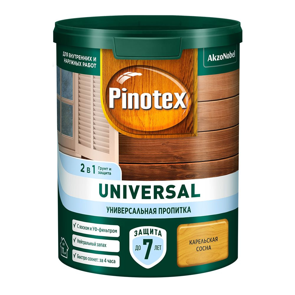 Антисептик Pinotex Universal 2 в 1 декоративный для дерева карельская сосна 0,9 л  #1