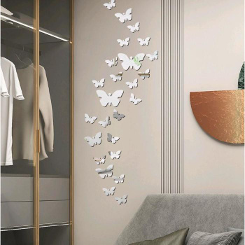 Украшения стены объемными бабочками из бумаги