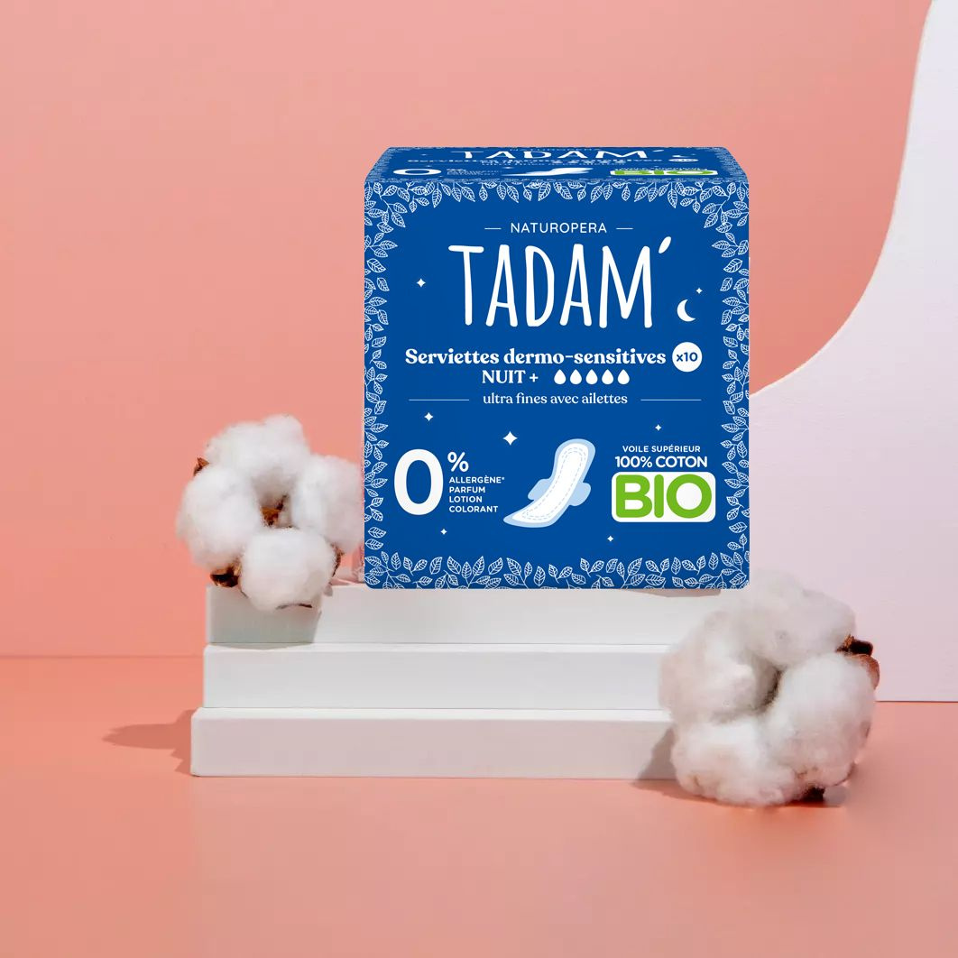 Прокладки гигиенические bio TADAM Towels Dermo-Sensitive Ultra Noche +ночные, 5 капель, 10 шт