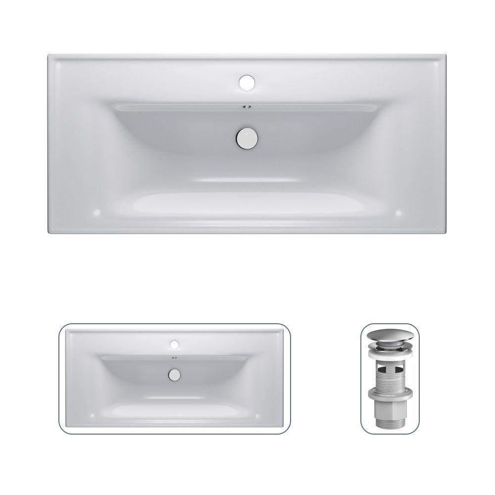 РаковинадляваннойAM.PMсдоннымклапаном,100см,встроенная,белыйглянец