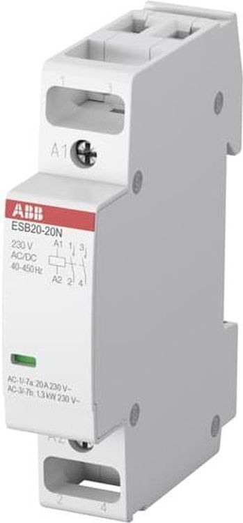 Контактор модульный ABB ESB…N, 20А 2НО 230В AC/DC, 1SBE121111R0620, серый  #1