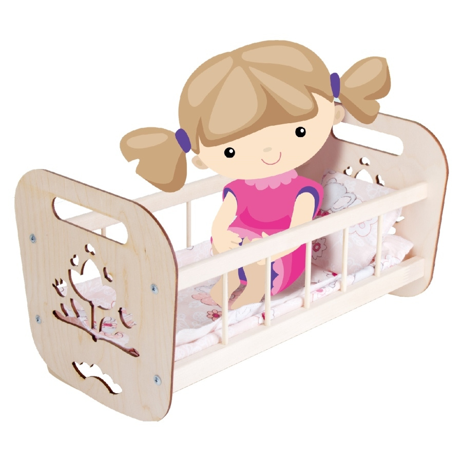 Деревянная кроватка для кукол "Надюша" (кукольная мебель, для игрушечного домика) Десятое королевство #1