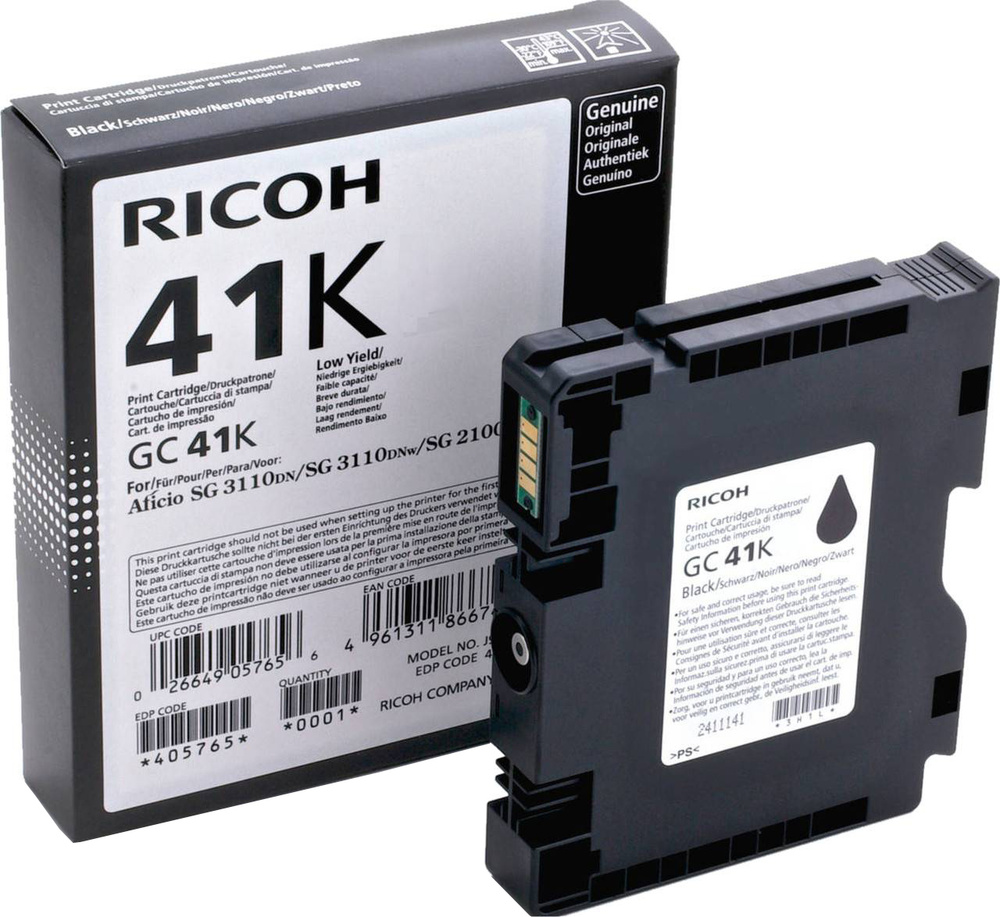 Картридж гелевый Ricoh GC 41K (405761), 2500 стр, черный для Ricoh Aficio 3110DN/ 3110DNw/3100SNw/3110SFNw #1