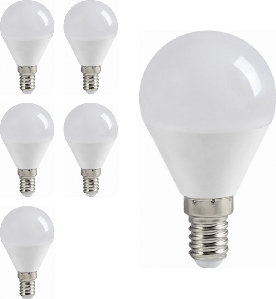 Светодиодная лампа IEK Eco 7W эквивалент 60W 4000K 630Лм Е14 шар (комплект из 5 шт.)  #1